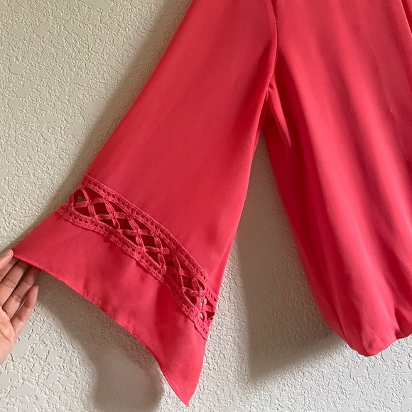 NEW - Flowy Double-Layered Salmon Colored Top - Picture 3 of 3